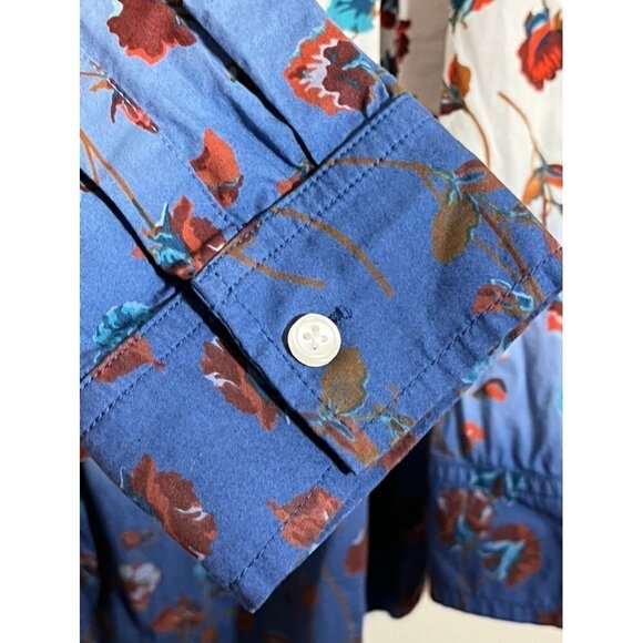 Lands End Top Women XL Blue Floral Summer Feminine Retro Tropical Ombre 80s - Picture 5 of 12